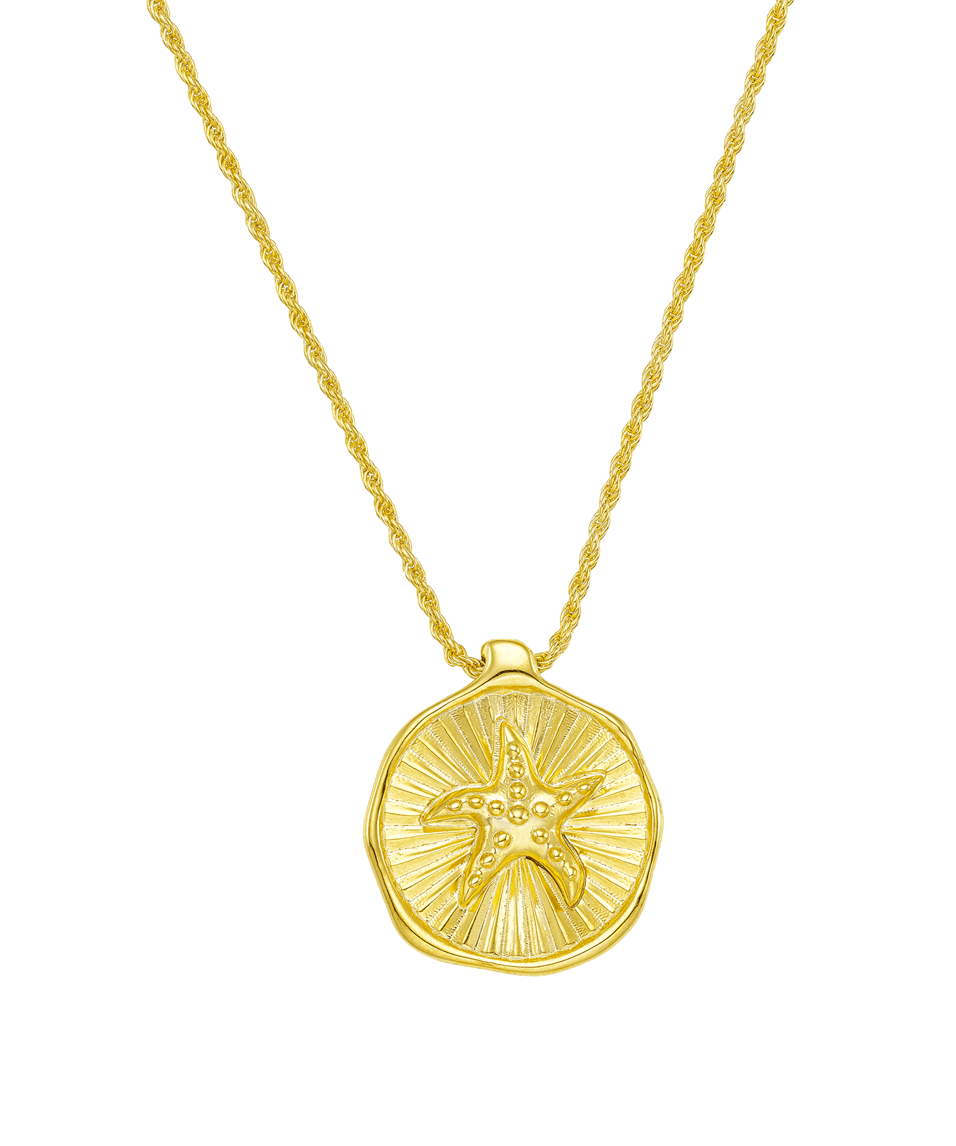 Feggeri-Astra-Round-Disc-Starfish-Star-Emblem-Pendant-Coin-Necklace-Gold-Vermeil
