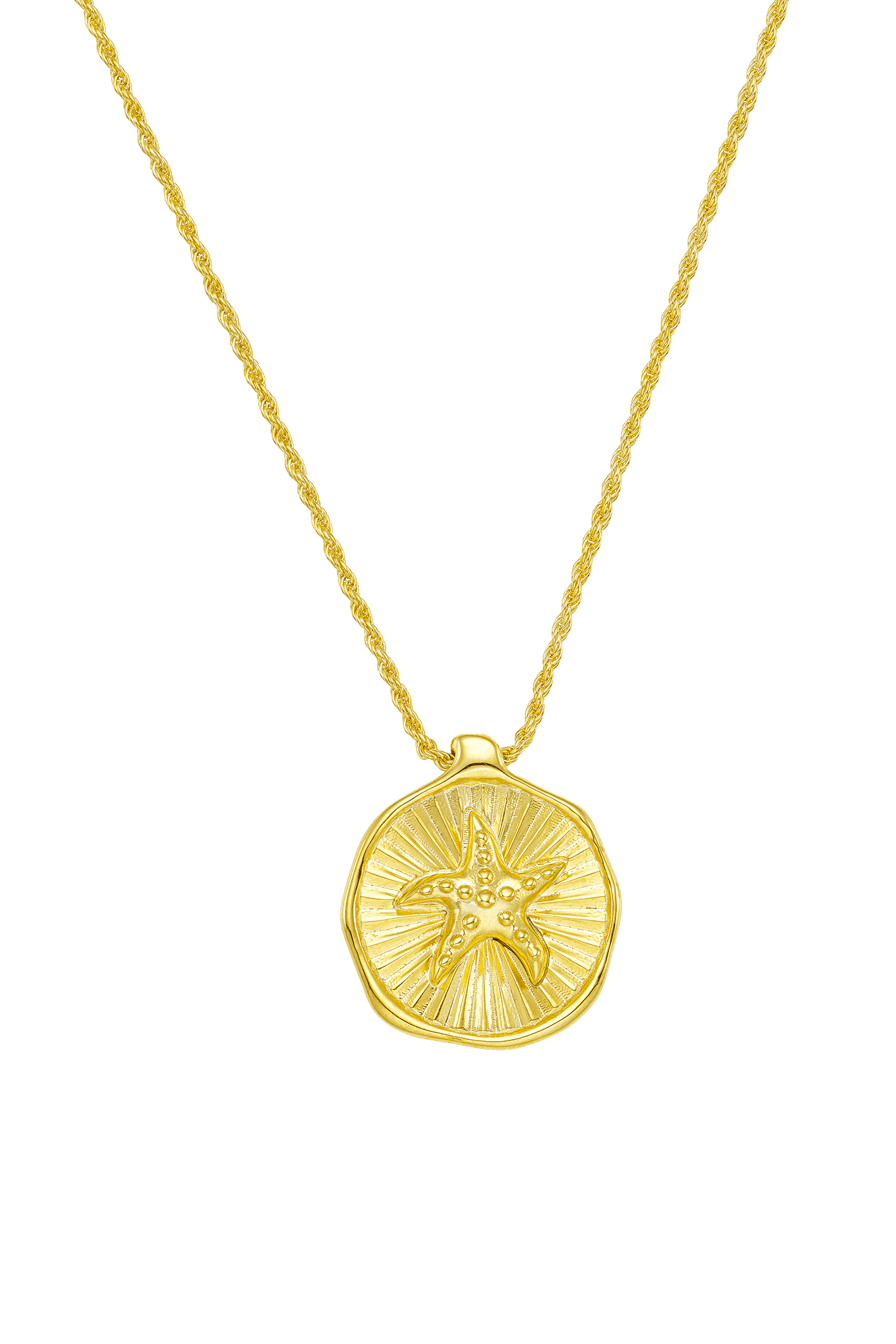 Feggeri-Astra-Round-Disc-Starfish-Star-Emblem-Pendant-Coin-Necklace-Gold-Vermeil