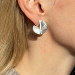 Ruddock-Baby-Fan-Mini-Sculptural-Curve-Spiral-Statement-Earrings-Studs-Sterling-Silver-Gold-Plated-18-Carat-ct