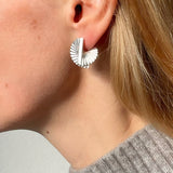 Ruddock-Baby-Fan-Mini-Sculptural-Curve-Spiral-Statement-Earrings-Studs-Sterling-Silver-Gold-Plated-18-Carat-ct