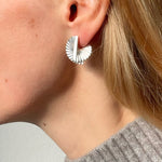 Ruddock-Baby-Fan-Mini-Sculptural-Curve-Spiral-Statement-Earrings-Studs-Sterling-Silver-Gold-Plated-18-Carat-ct