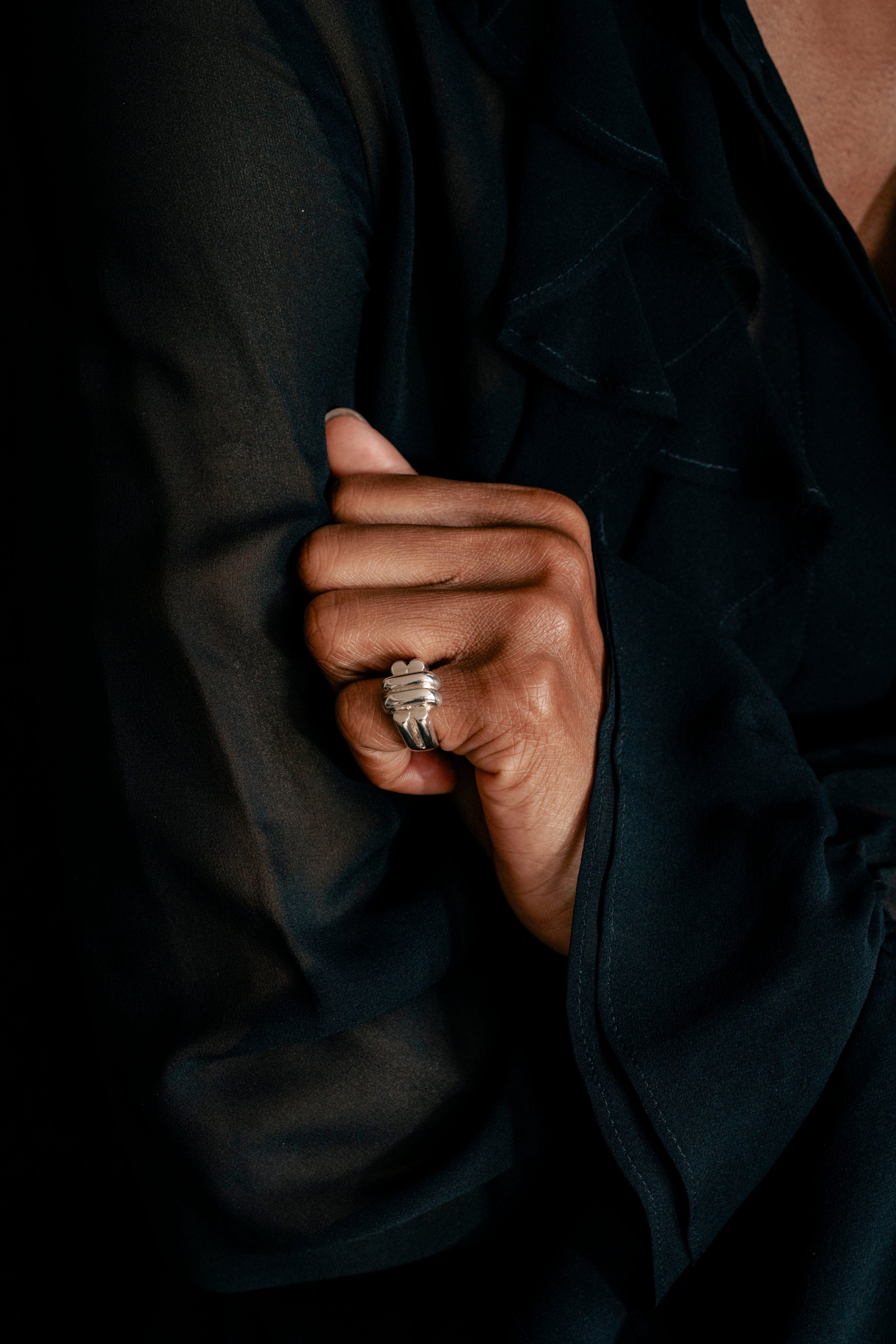 Ruddock-Brando-Chunky-Sculptural-Statement-Ring-Sterling-Silver-Cocktail-Gold-Plated-18ct
