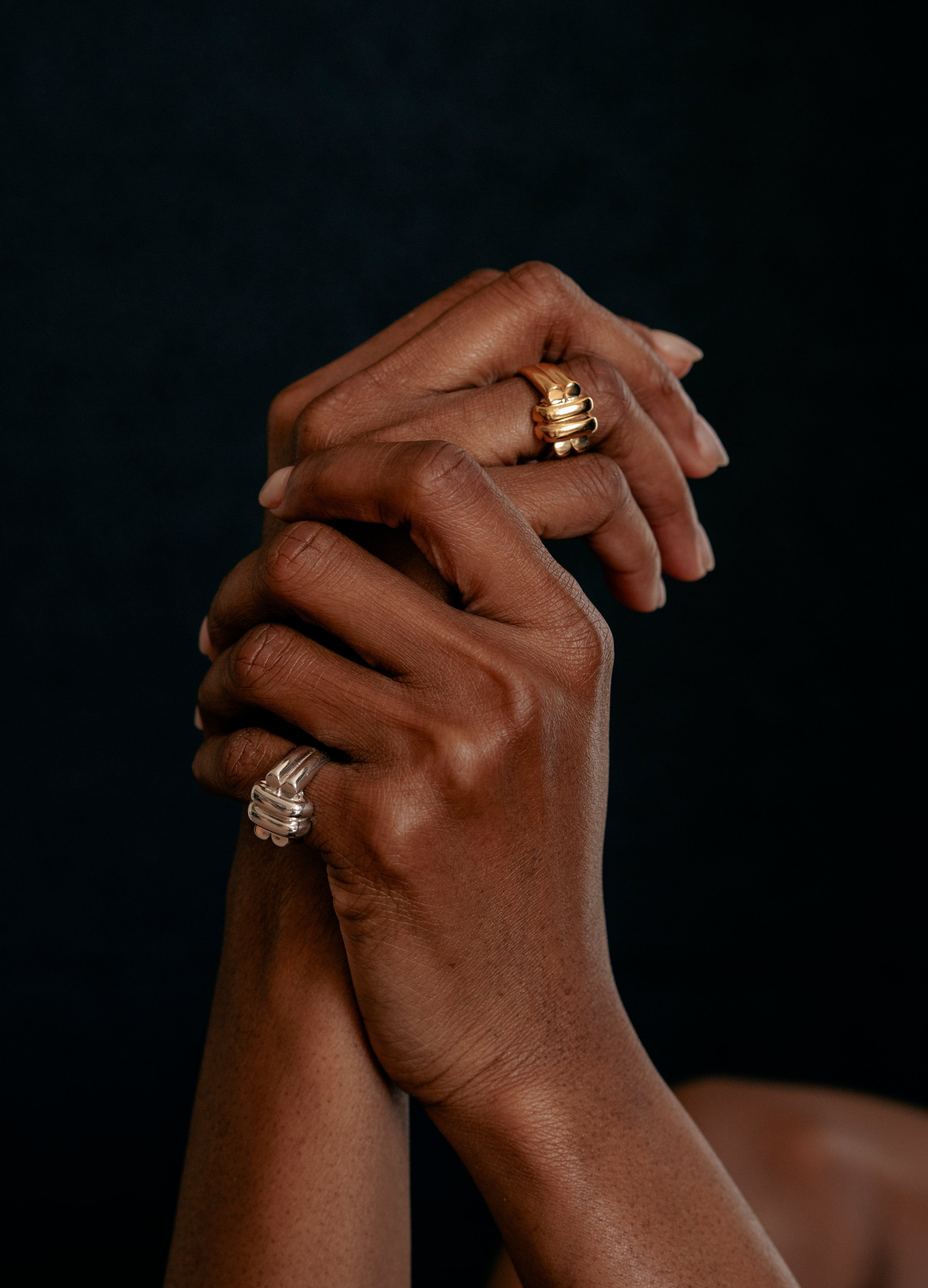 Ruddock-Brando-Chunky-Sculptural-Statement-Ring-Sterling-Silver-Cocktail-Gold-Plated-18ct