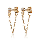 Scream-Pretty-Hannah-Martin-Chain-Pearl-Diamond-Curbic-Zirconia-chainged-stud-earrings-Demifine-Contemporary-ear-stacking-stack-cool-jewellery-uk