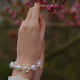 Mini Baroque White Keshi Pearl Flower Bracelet №55