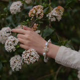 Mini Baroque White Keshi Pearl Flower Bracelet №55