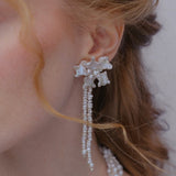 Snowflake Keshi Pearls Flower Dangle Earrings №34