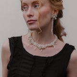 Snowflake Keshi Pearls Flower Dangle Earrings №34