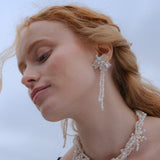 Snowflake Keshi Pearls Flower Dangle Earrings №34