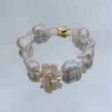 Mini Baroque White Keshi Pearl Flower Bracelet №55