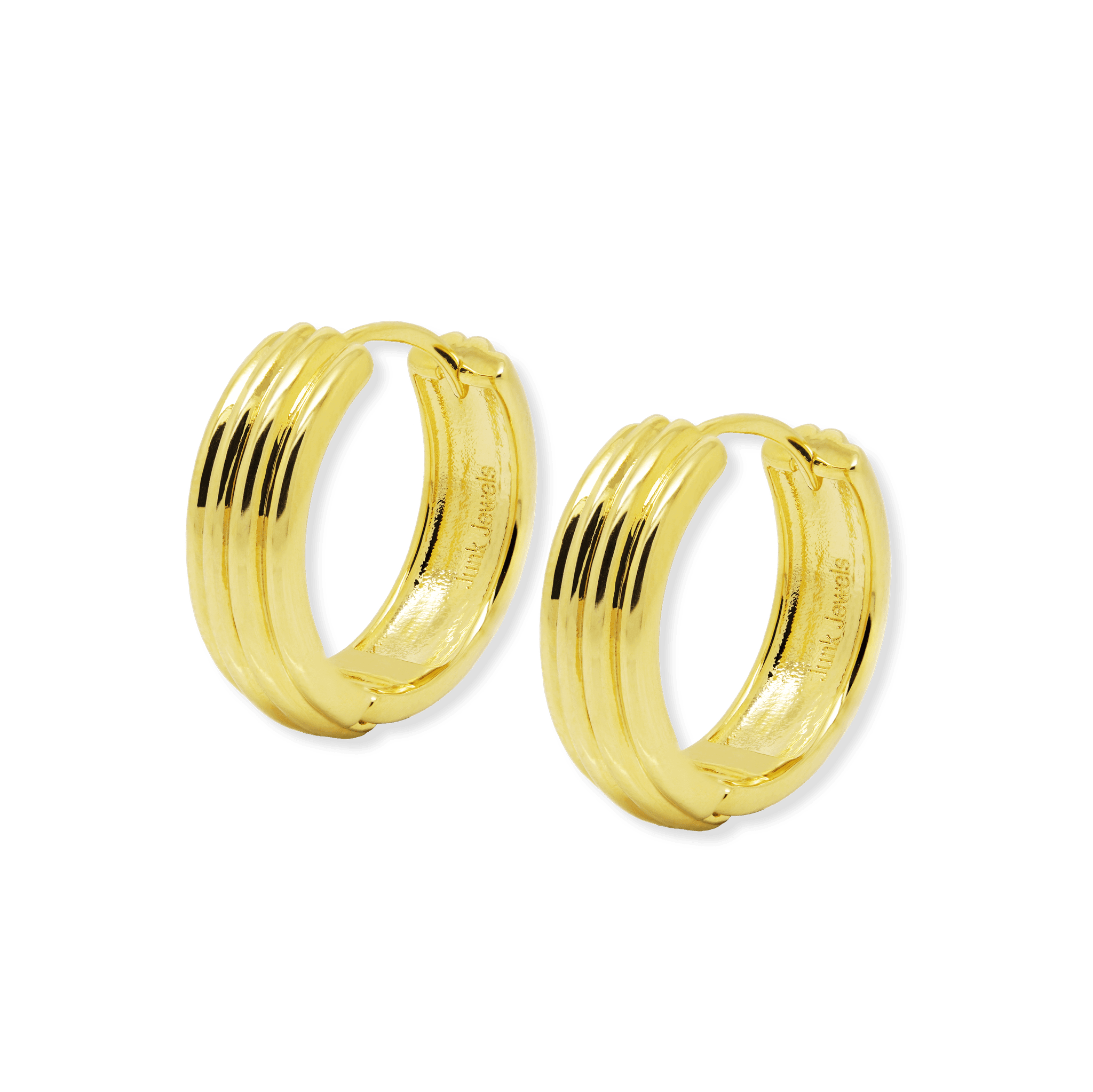 Junk-Jewels-Cigar-Ribbed-Band-Chunky-Hoop-Hoops-Earrings-Gold-Silver-Textured