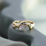 Junk-Jewels-Molten-Textured-14-Carat-Gold-Vermeil-Cubic-Zirconia-Diamond-Sterling-Silver-Stacking-Ring-Solitaire-Unique