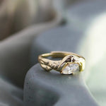 Junk-Jewels-Molten-Textured-14-Carat-Gold-Vermeil-Cubic-Zirconia-Diamond-Sterling-Silver-Stacking-Ring-Solitaire-Unique