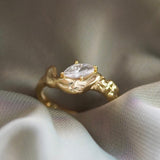Junk-Jewels-Molten-Textured-14-Carat-Gold-Vermeil-Cubic-Zirconia-Diamond-Sterling-Silver-Stacking-Band-Ring-Solitaire-Unique