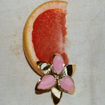 Squeeze-London-Pink-Gold-Enamel-Oversized-Statement-Flower-Lily-Earrings-Cocktail-Twins
