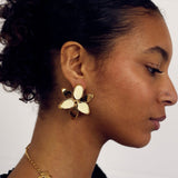 Squeeze-London-Oversized-Statement-Flower-Cocktail-Twins-Earrings-Cream-Enamel-Gold-Vermeil