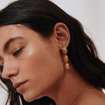 Carolina-De-Barros-statement-CONCHA-EARRINGS-Shell-Triple-Drop-Beach-Summer-Holiday-Jewellery-Textured-Seashell-organic-forms-demifine-gold-plater-sterling-silver