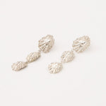 Carolina-De-Barros-statement-CONCHA-EARRINGS-Shell-Triple-Drop-Beach-Summer-Holiday-Jewellery-Textured-Seashell-organic-forms-demifine-gold-plater-sterling-silver
