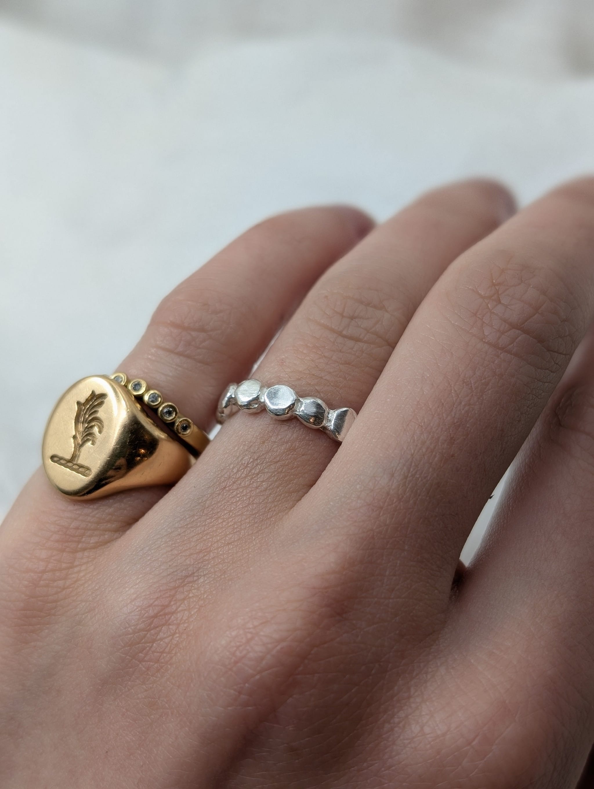 Milly-Maunder-Cova-Pebble-Bubble-Band-Stacking-Circle-Disc-Ring-Sterling-Silver-Vintage-Organic-Rustic