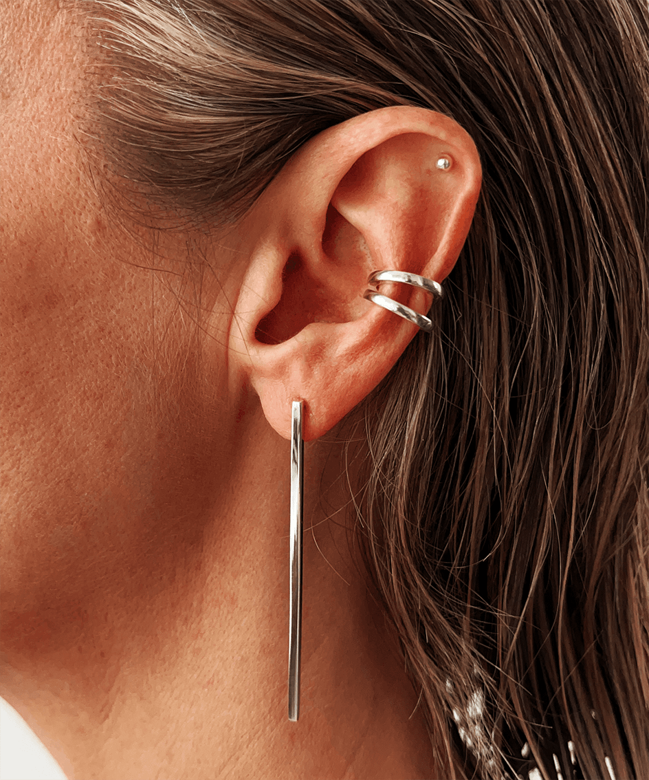 Uniform-Jewellery-Crux-Sterling-Silver-Maxi-Drop-Stud-Stick-Bar-Earrings