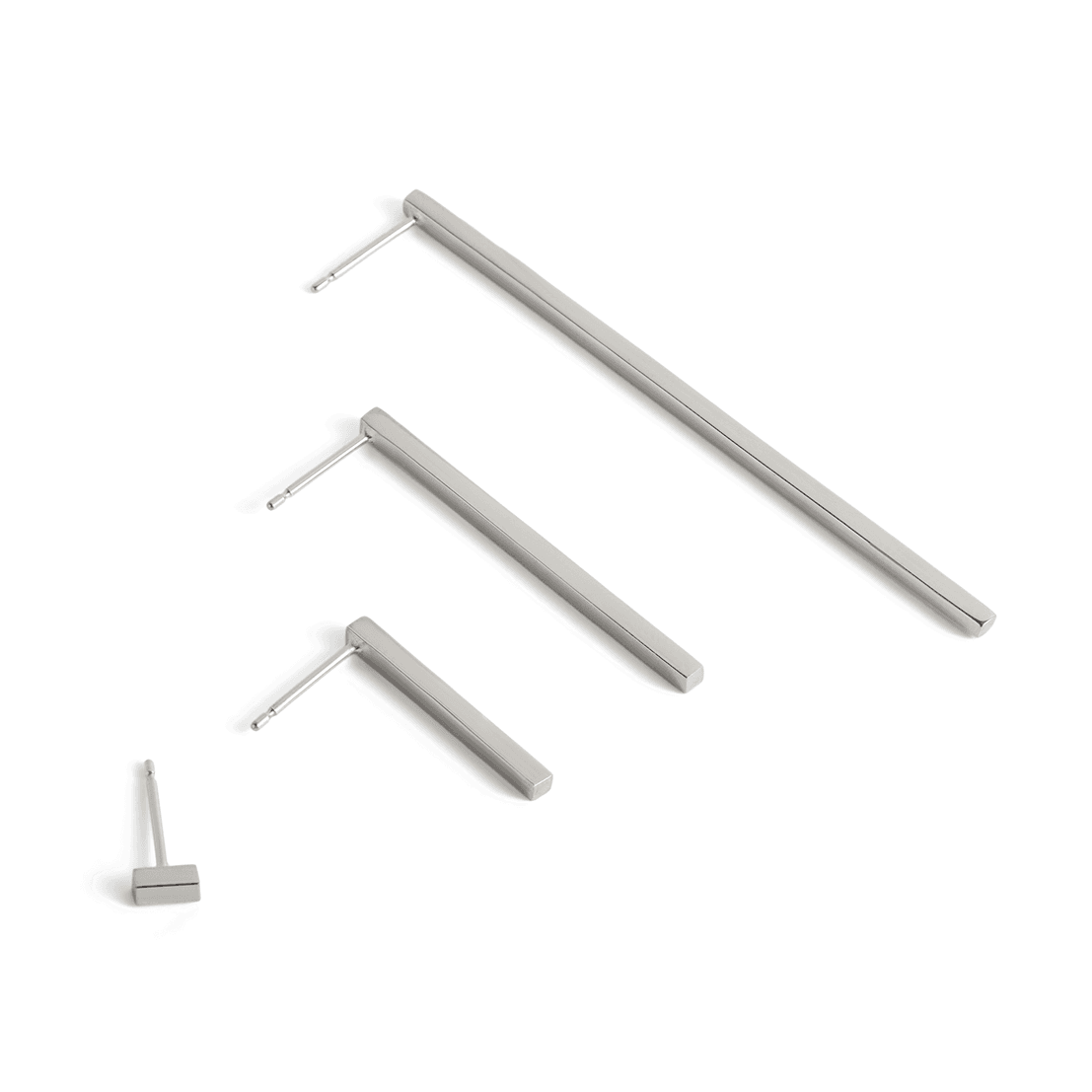 Uniform-Jewellery-Crux-Sterling-Silver-Maxi-Drop-Stud-Stick-Bar-Earrings