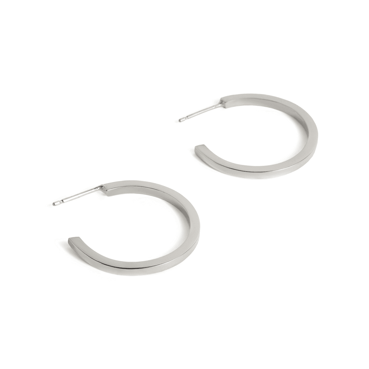 Uniform-Jewellery-Crux-Sterling-Silver-Midi-Hoops-Hoop-Earrings-Statement-Medium-Chunky-Square-Minimal-Sleek