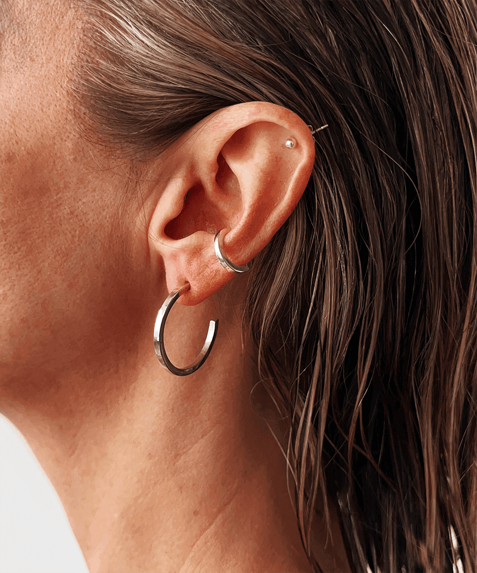Crux Sterling Silver Midi Maxi Hoops - Golden