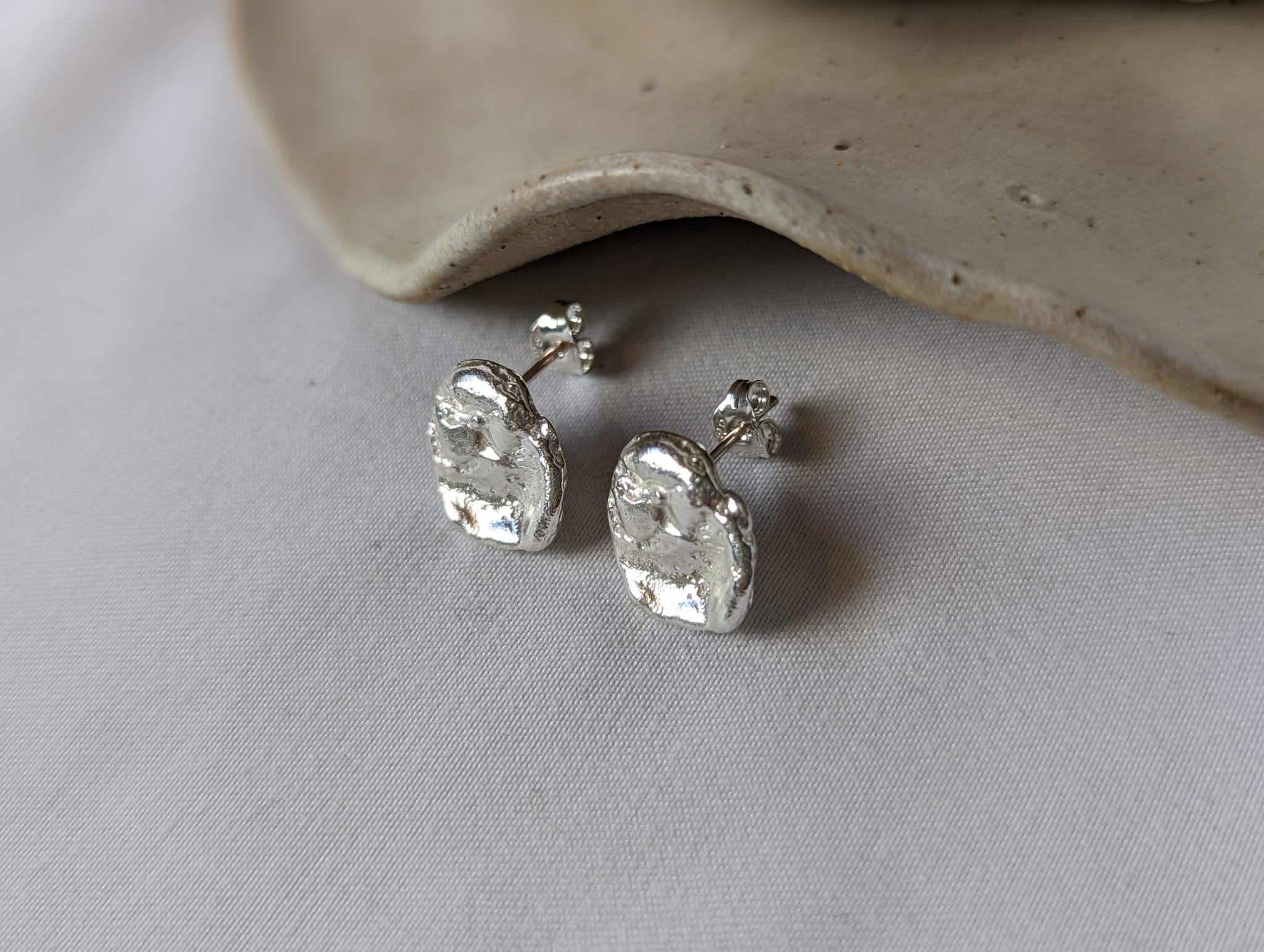 Milly-Maunder-Dara-Studs-Organic-Rustic-Textured-Antique-Vintage-Oval-Stud-Earrings-Sterling-Silver