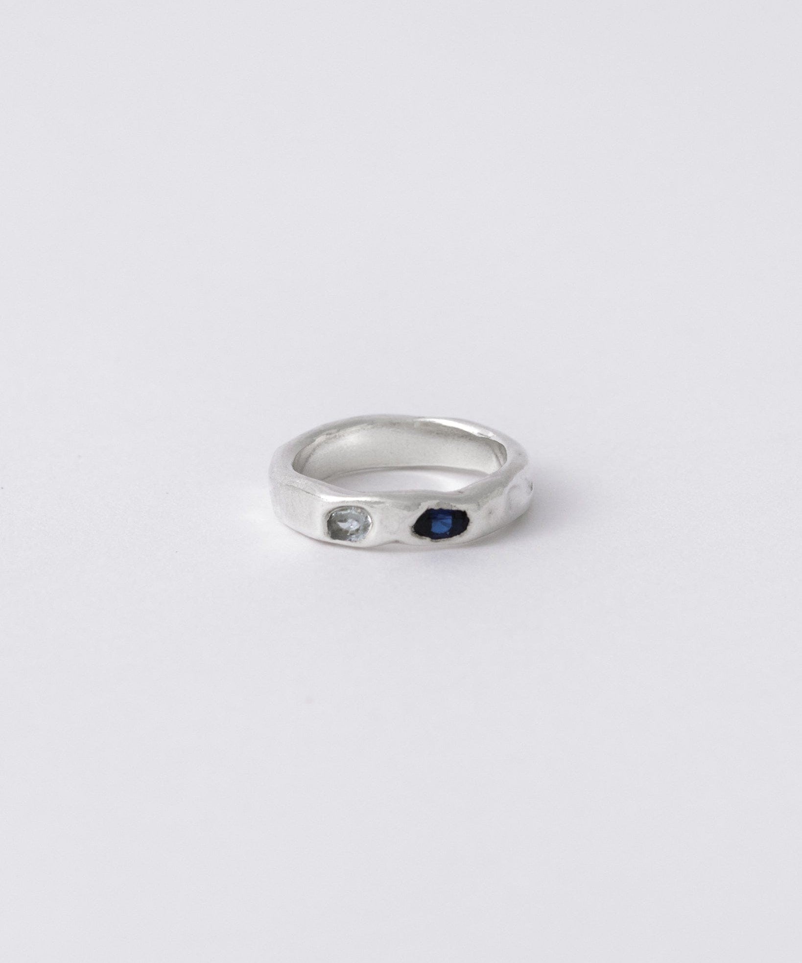 duo-flow-band-ring-KEYES-Gemstone-Stone-Sterling-Silver-Double-Two-Stone-Ruby-Alexandrite-Sapphire-Aqua Spinel-Blue-Green-Red-Pink-Light-Sky-Chunky-Bold-Stackable-Golden-Demifine-Jewellery-London-Brands