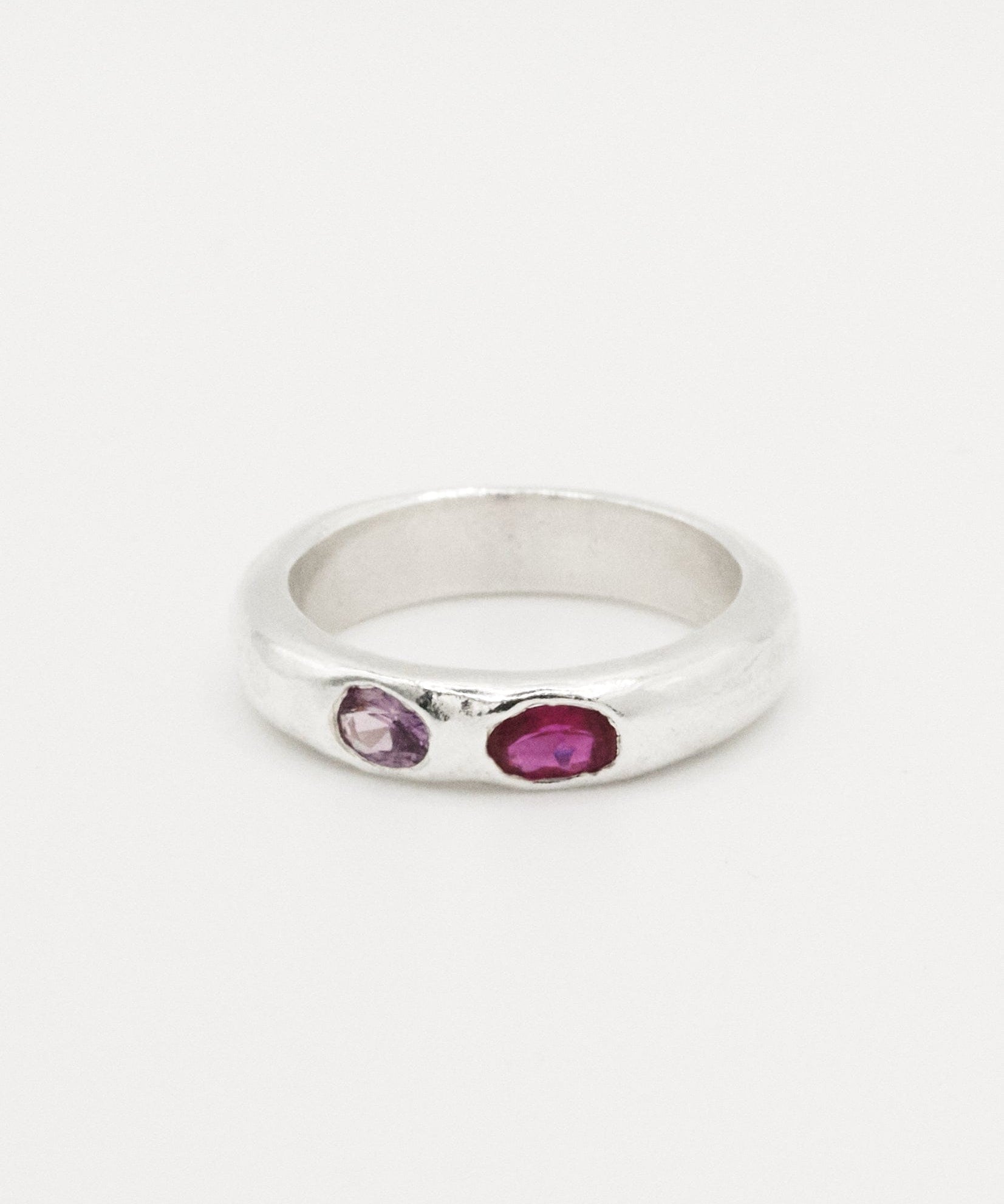 duo-flow-band-ring-KEYES-Gemstone-Stone-Sterling-Silver-Double-Two-Stone-Ruby-Alexandrite-Sapphire-Aqua Spinel-Blue-Green-Red-Pink-Light-Sky-Chunky-Bold-Stackable-Golden-Demifine-Jewellery-London-Brands