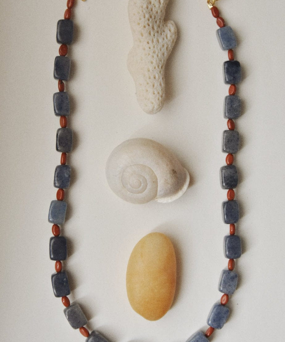 Kan-Studio-Red-Jasper-Blue-Aventurine-Chunky-Gemstone-BEaded-Necklace-Bead-Toggle-Clasp-Handmade-London-Cool-Summer-Jewellery-Balancing-Grounding-Balance-Stone-Natural-Beads-Statement-Fiona-Necklace
