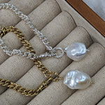 Milly-Maunder-Fireball-Baroque-Freshwater-Pearl-Pendant-Bead-Charm-Chunky-Rustic-Vintage-Style-Curb-Chain-Bracelet-Sterling-Silver