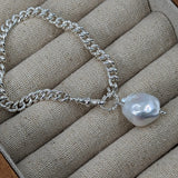 Milly-Maunder-Fireball-Baroque-Freshwater-Pearl-Pendant-Bead-Charm-Chunky-Rustic-Vintage-Style-Curb-Chain-Bracelet-Sterling-Silver
