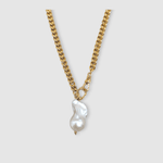 Fireball Baroque Pearl Pendant Necklace Gold - Golden