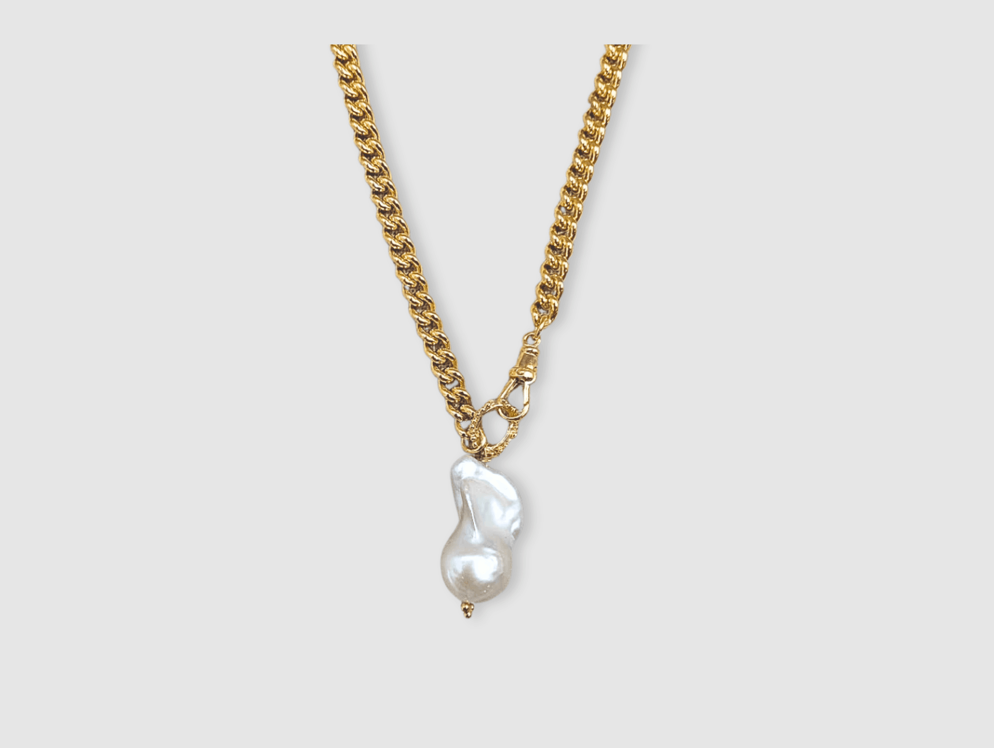 Fireball Baroque Pearl Pendant Necklace Gold - Golden