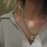 Fireball Baroque Pearl Pendant Necklace Sterling Silver - Golden
