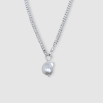Fireball Baroque Pearl Pendant Necklace Sterling Silver - Golden