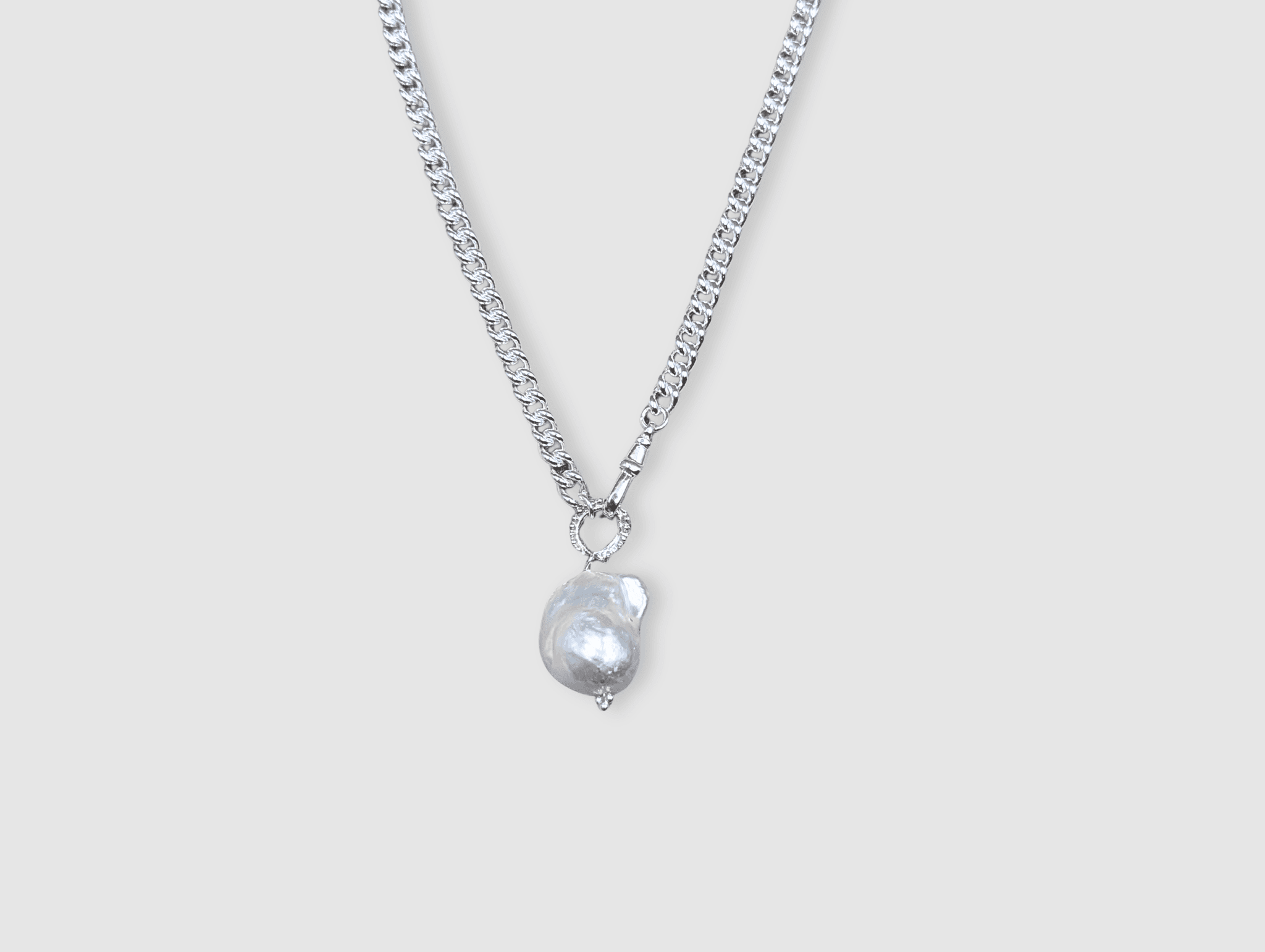 Fireball Baroque Pearl Pendant Necklace Sterling Silver - Golden