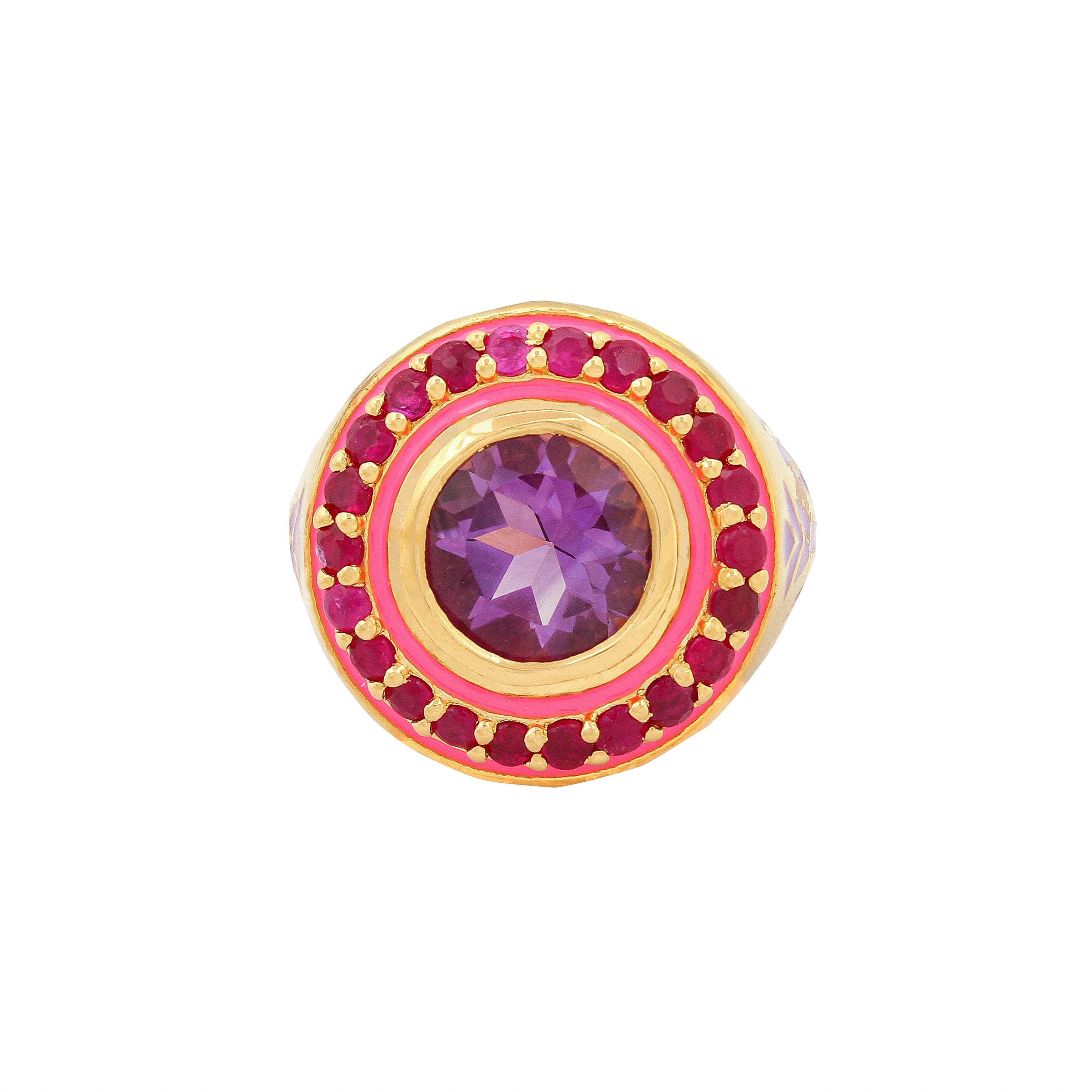Apres-Youth-Firework-Statement-Ring-Pink-Amethyst-Ruby-Purple-Gold-Vermeil-Cocktail