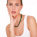 Forest Agate Bead Necklace - Golden