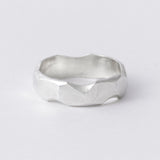 forged-ring-Keyes-hammered-textured-sculptural-cool-stacking-wide-chunky-sterling-silver-ring-Golden-Shopgolden.co-Handmade-London-Curated-DemiFine-Contemporary-Jewellery