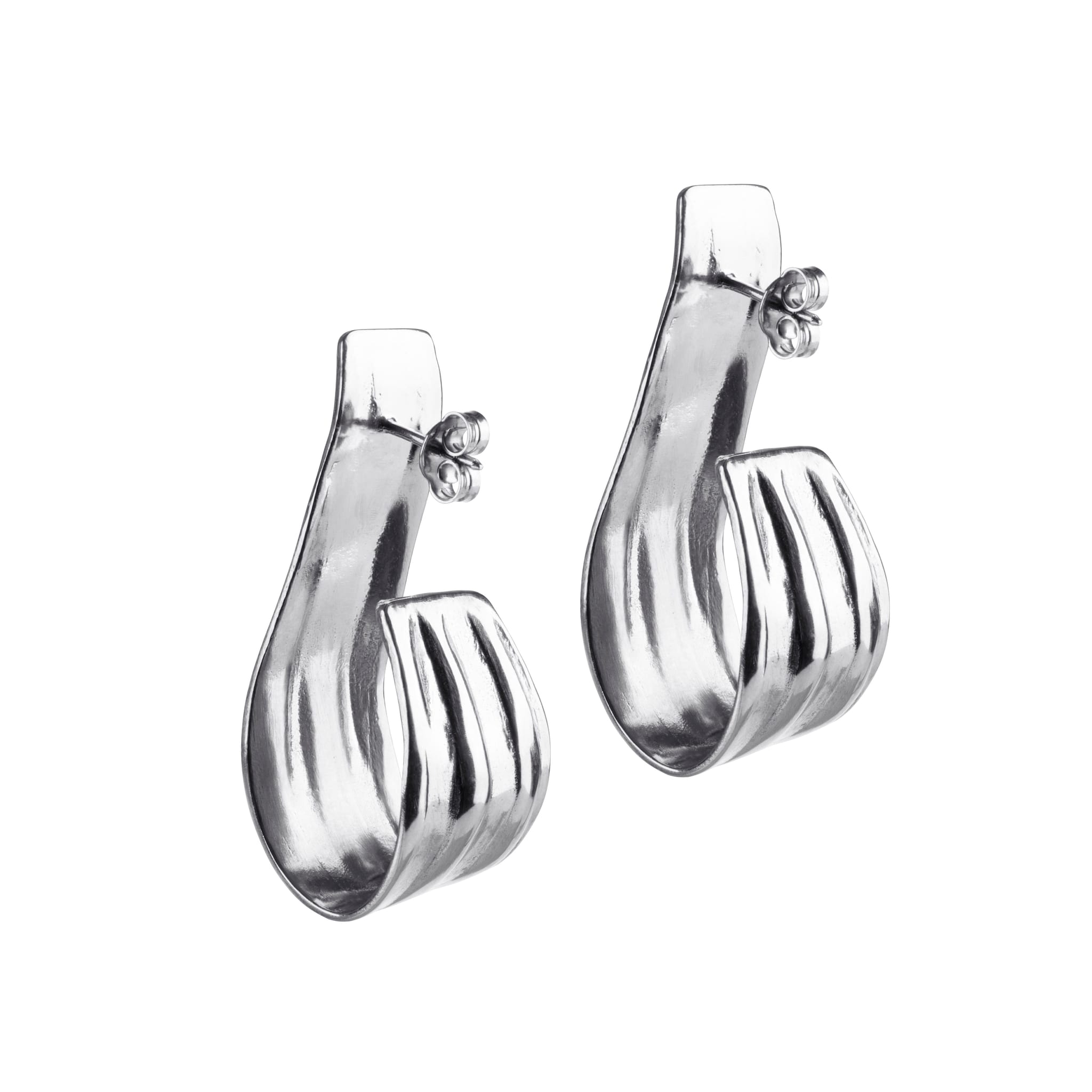 Ruddock-Freya-Earrings-Statement-Curved-Stud-Minimal-Contemporary-Jewellery-Silver