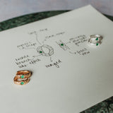 White Topaz Gold Branch Hoop Earrings