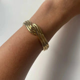 Ruddock-Gia-Cuff-Gold-Clean-Lines-Sleek-Minimial-Twisted-Tubular-Lunear-Fluid-Forms-Sculptural-Bangle-Bracelet-Cuff-Chunky-Cool-Jewellery-Gold-Plated
