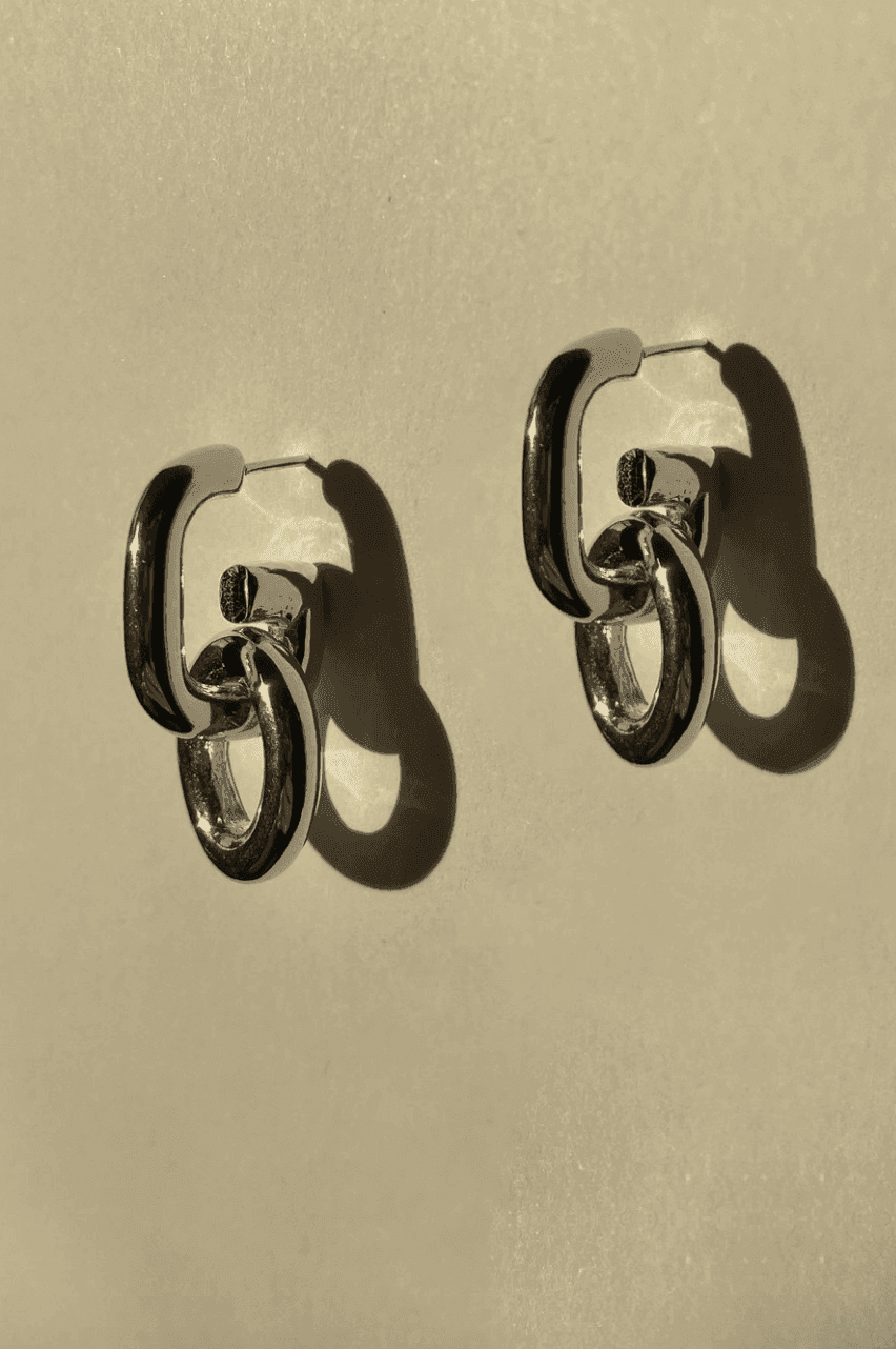 Ruddock-Go-Go-Gogo-Earrings-Hoop-Hoops-Interchangeable-Loop-Link-linked-Drop-Mixed-Metal-Sterling-Silver-18ct-Gold-Plated-Bold-Sculptural-Minimal