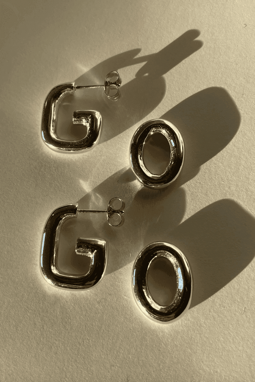Ruddock-Go-Go-Gogo-Earrings-Hoop-Hoops-Interchangeable-Loop-Link-linked-Drop-Mixed-Metal-Sterling-Silver-18ct-Gold-Plated-Bold-Sculptural-Minimal