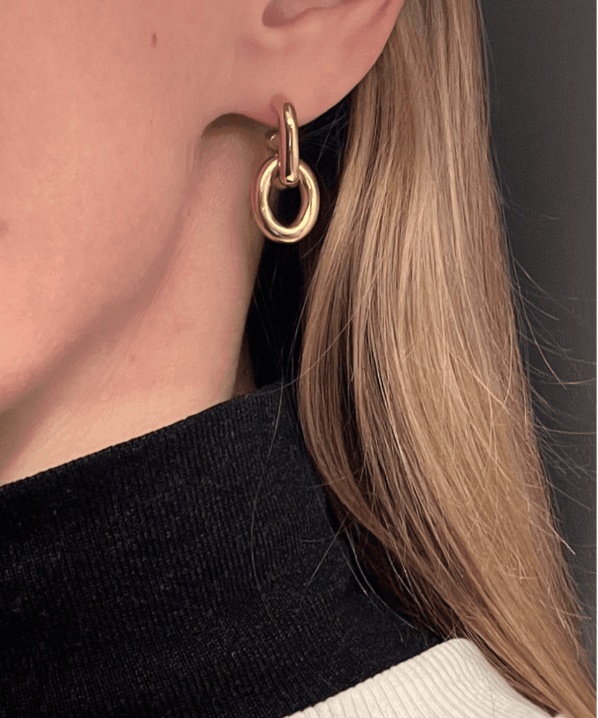 Ruddock-Go-Go-Gogo-Earrings-Hoop-Hoops-Interchangeable-Loop-Link-linked-Drop-Mixed-Metal-Sterling-Silver-18ct-Gold-Plated-Bold-Sculptural-Minimal