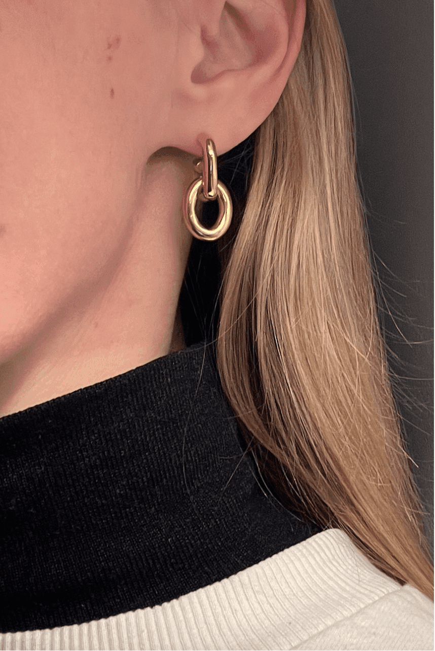 Ruddock-Go-Go-Gogo-Earrings-Hoop-Hoops-Interchangeable-Loop-Link-linked-Drop-Mixed-Metal-Sterling-Silver-18ct-Gold-Plated-Bold-Sculptural-Minimal