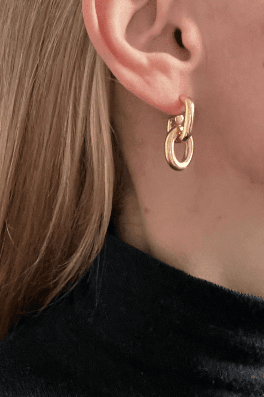 Ruddock-Go-Go-Gogo-Earrings-Hoop-Hoops-Interchangeable-Loop-Link-linked-Drop-Mixed-Metal-Sterling-Silver-18ct-Gold-Plated-Bold-Sculptural-Minimal