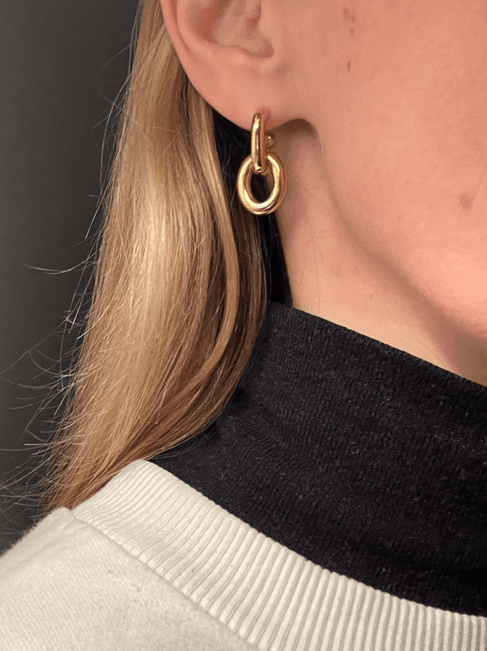 Ruddock-Go-Go-Gogo-Earrings-Hoop-Hoops-Interchangeable-Loop-Link-linked-Drop-Mixed-Metal-Sterling-Silver-18ct-Gold-Plated-Bold-Sculptural-Minimal